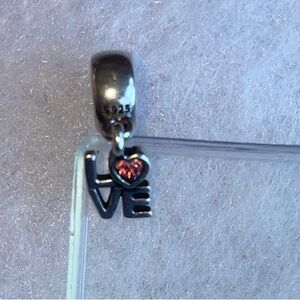 Pandora Silver Love Charm with Pink Heart